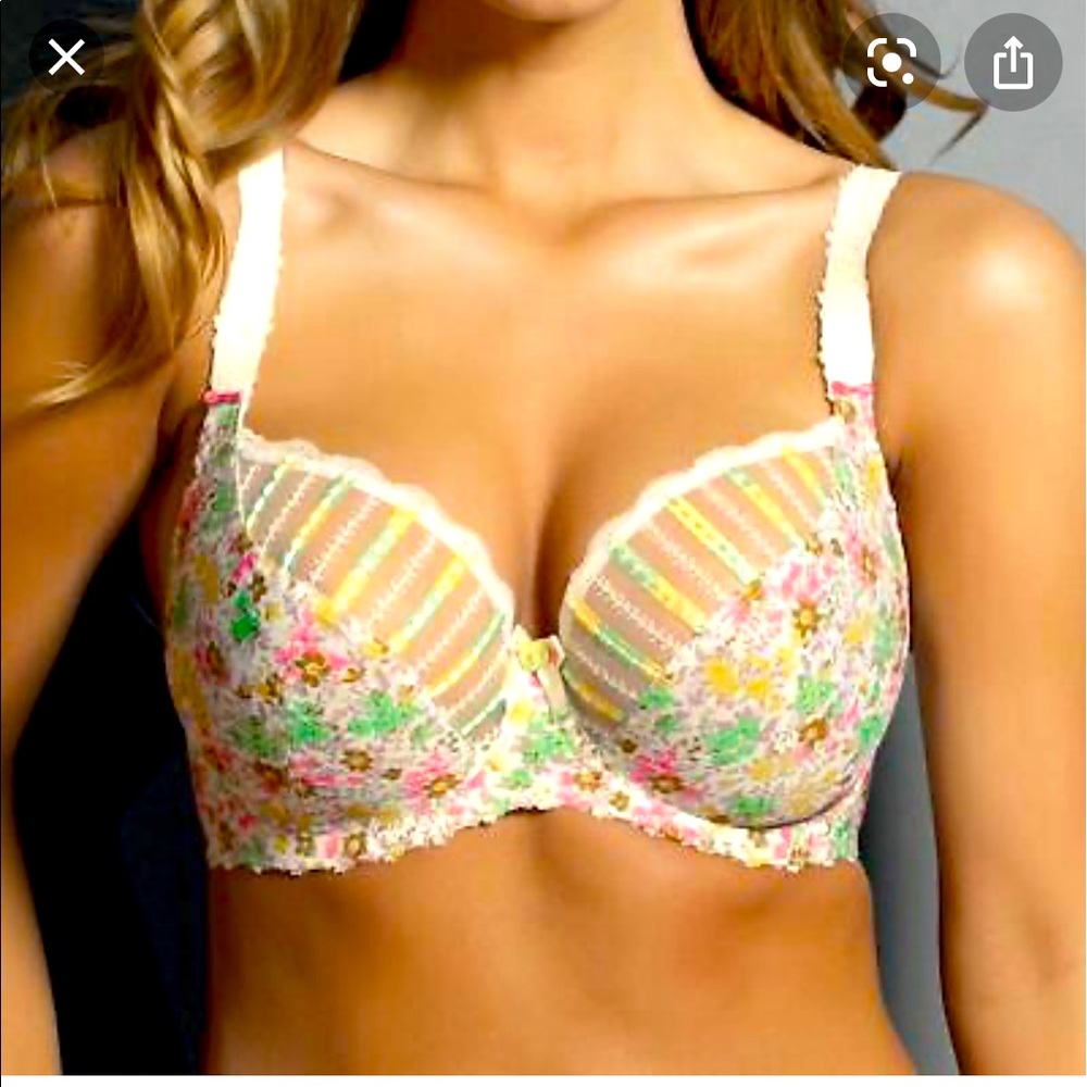 New! FREYA | Zara Multi-Color Floral & Lace Unlined Plunge Bra Size 32DD/E UK/US
